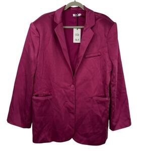 SLA The Label Olivia Oversized Satin Blazer Size XL Magenta Pink NWT